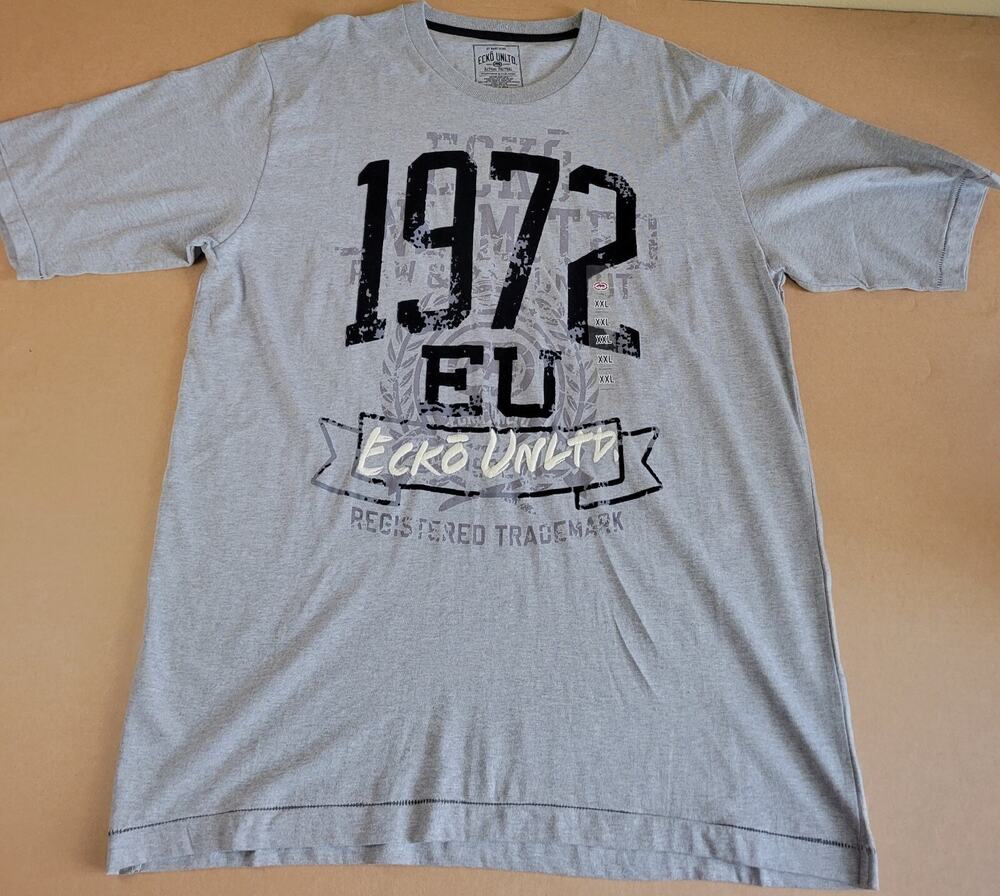 NEW Ecko Unltd Knit Graphic Casual T-shirt Mens Size XXL Gray Older stock